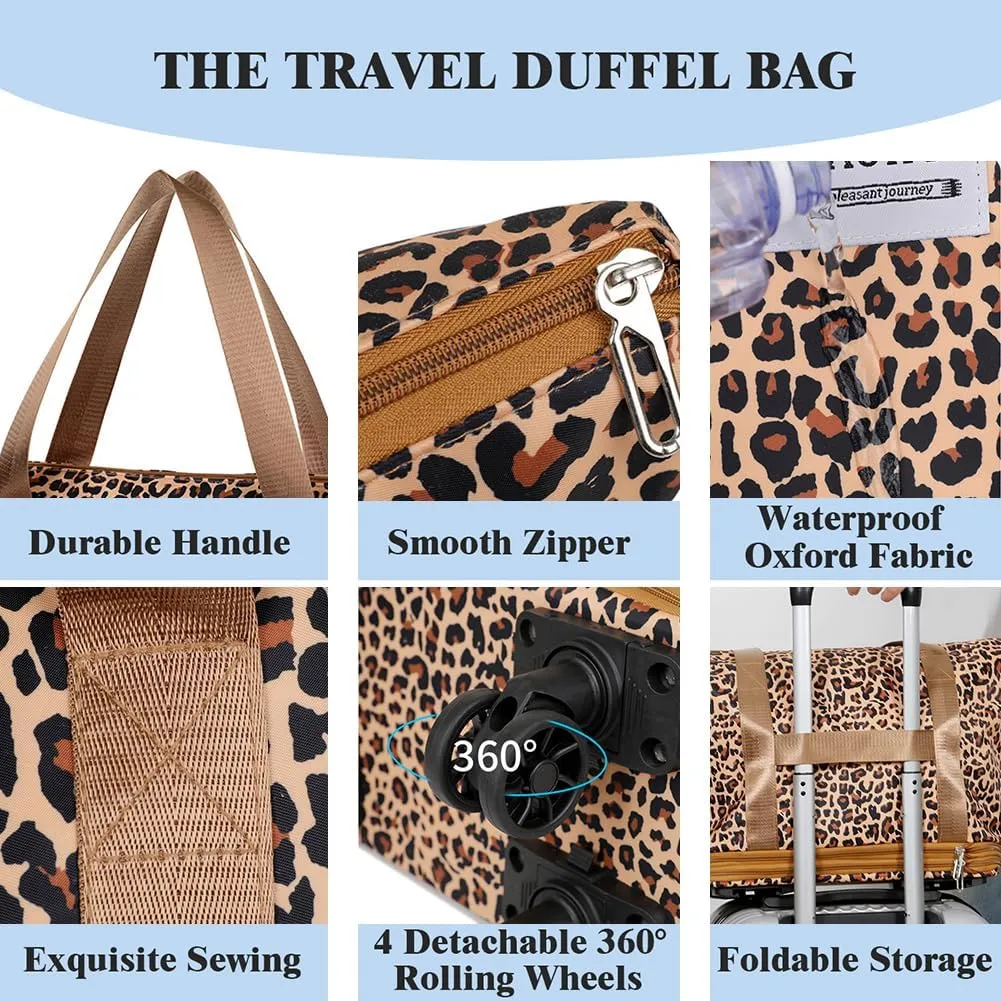 Foldable Travel Duffel Bag Expandable Carry on Rolling Duffle Bag with Wristlet and Dry-Wet Separation