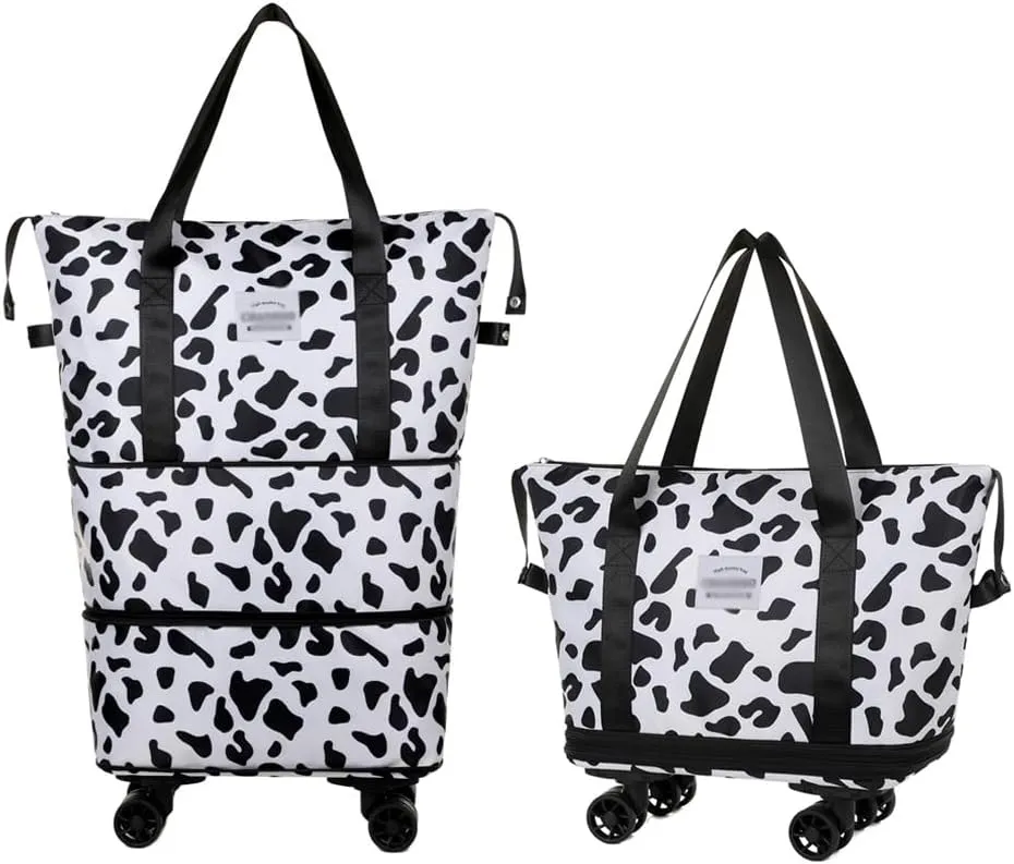 Foldable Travel Duffel Bag Expandable Carry on Rolling Duffle Bag with Wristlet and Dry-Wet Separation