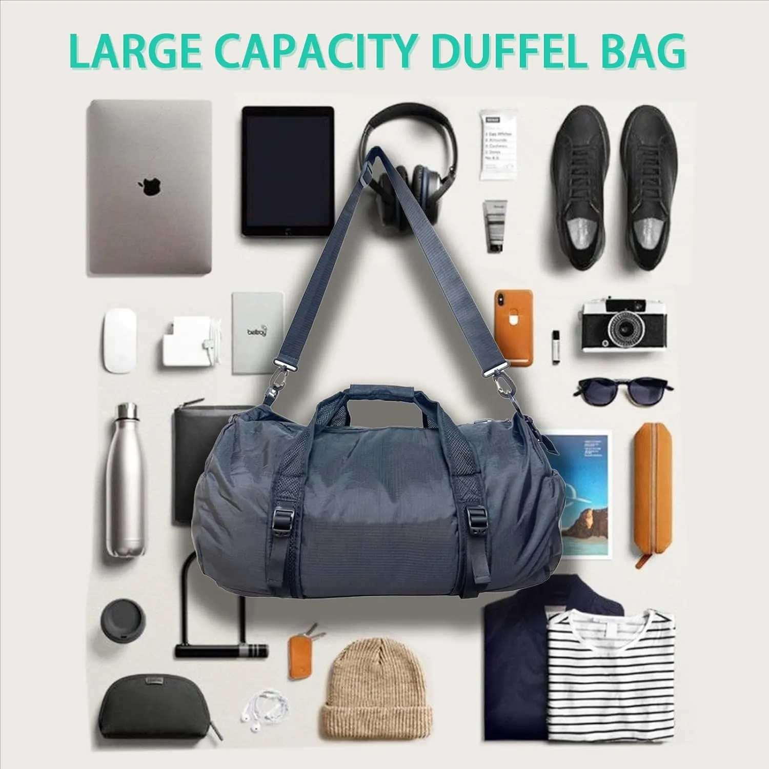 Foldable Travel Duffel Bag,Unisex Travel Tote Bag,Fitness Sports Tote Bag,Waterproof Duffel Bag' 41L Weekend Travel Overnight Bag (Purple)