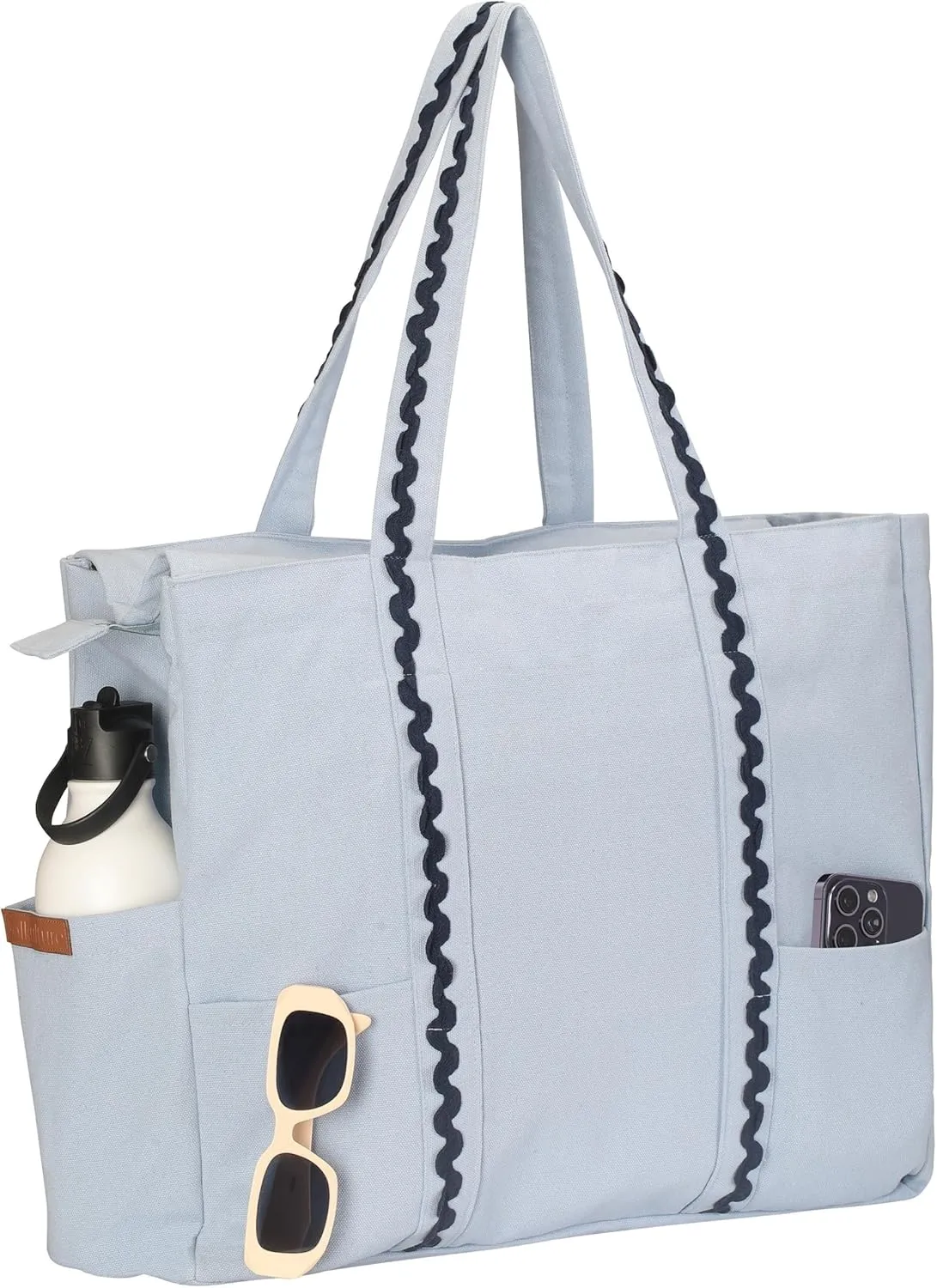 Folkulture Beach Bag | 17x15 | Waterproof, Sandproof Large Tote Bags for Women, Swimming Pool, Travel, Vacation, Beach Essentials, Accessories, Gifts | Bolsos Para Mujeres, Simple Modern Pool Bag