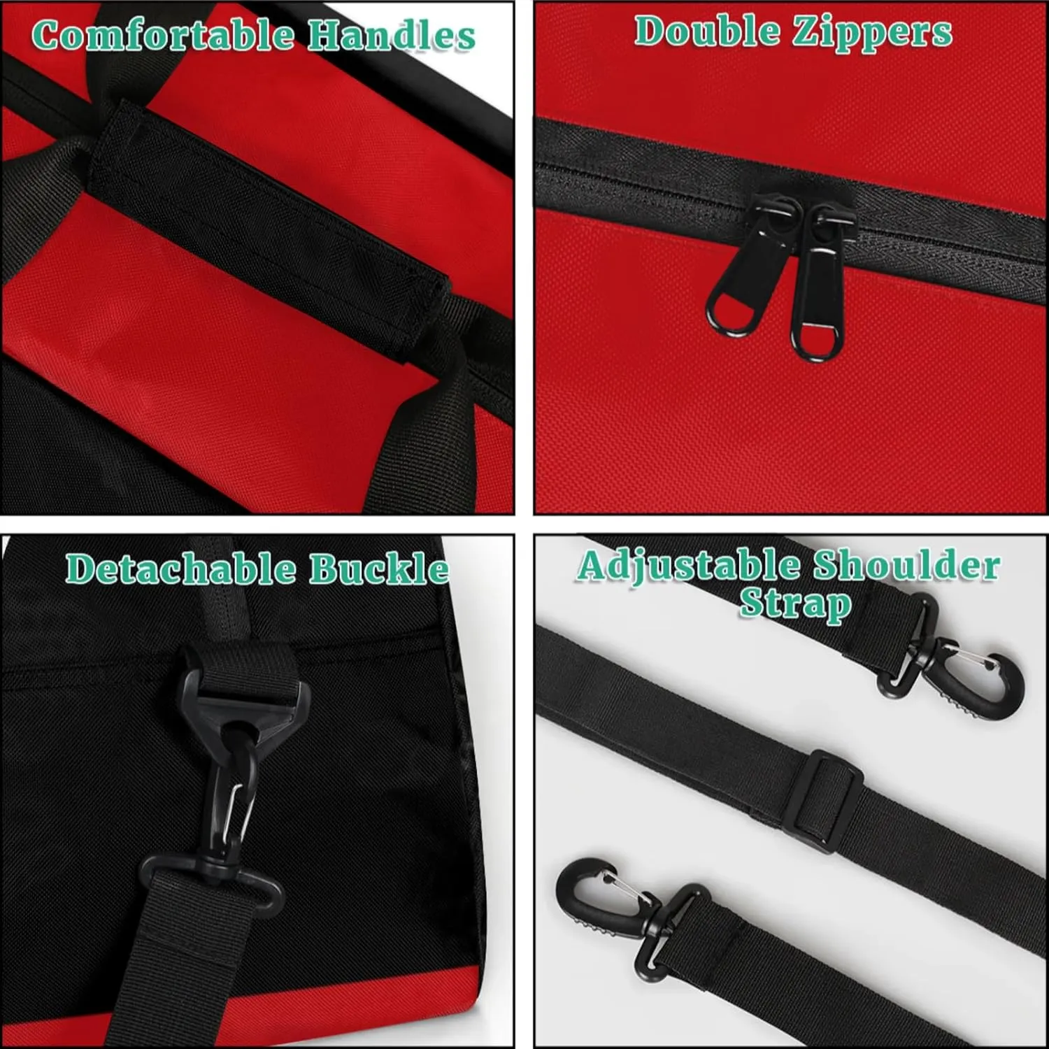 Football Bag, Sport Duffel Gym Gymnastics American Football Training Weekender Gym Travel Duffel Bags, Black Red