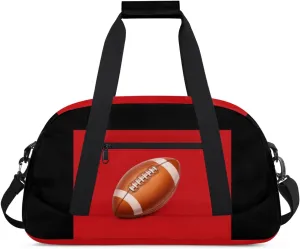 Football Bag, Sport Duffel Gym Gymnastics American Football Training Weekender Gym Travel Duffel Bags, Black Red
