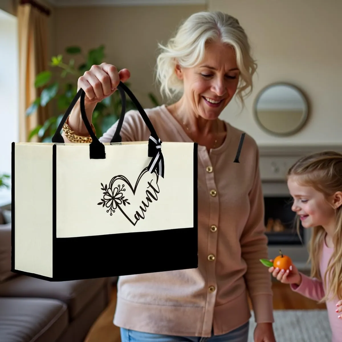 FORBIDDEN PAPER Grandma Aunt Mom Gifts for Women Mommy Tote Bag Birthday Mothers Day Beach Bag Canvas Shopping Grocery Bag