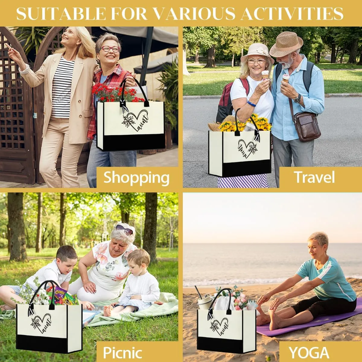 FORBIDDEN PAPER Grandma Aunt Mom Gifts for Women Mommy Tote Bag Birthday Mothers Day Beach Bag Canvas Shopping Grocery Bag