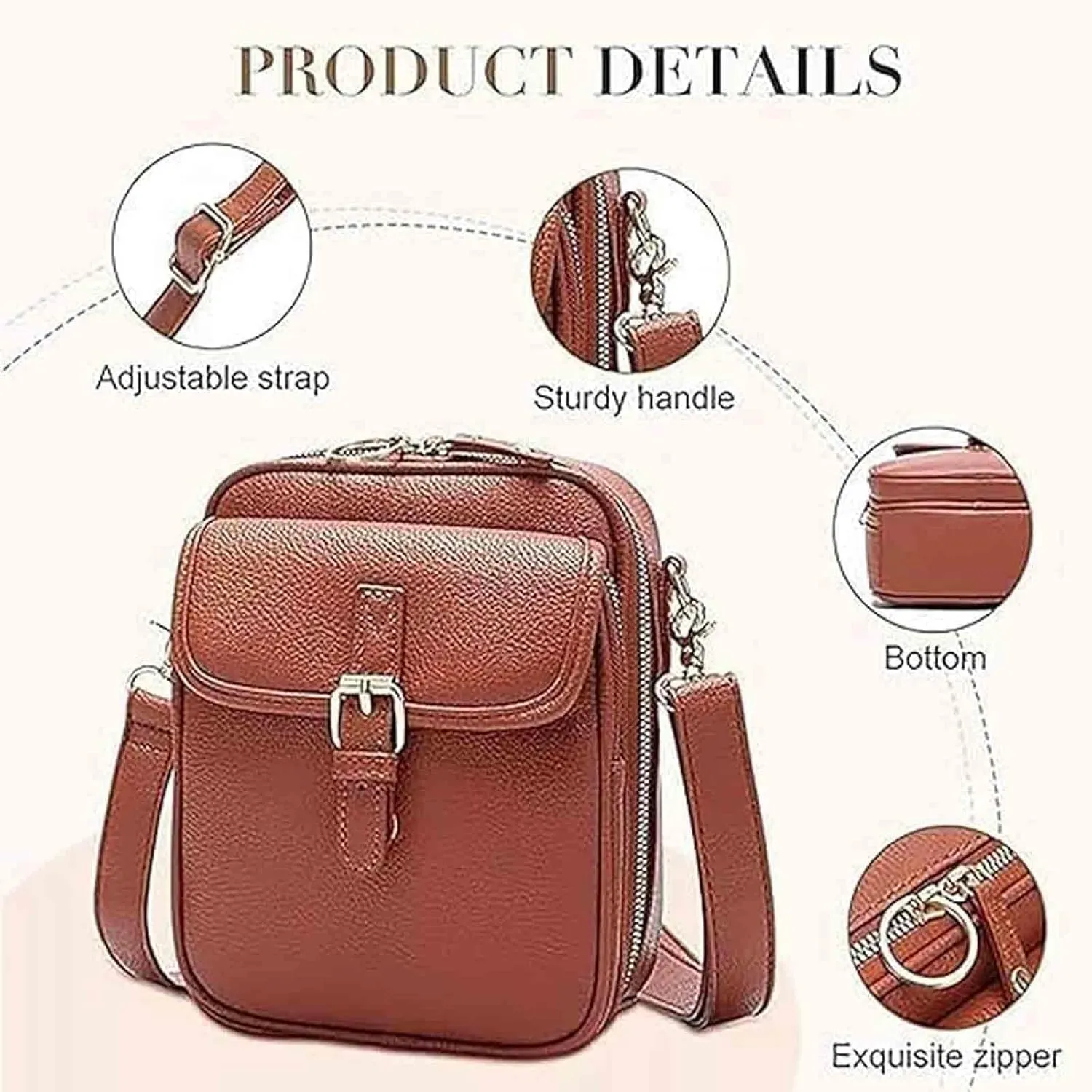 Forcipower Crossbody Leather Bag, Collaboraten1 Crossbody Bags for Women, Collaborate Purse Fashion Multiple Pockets