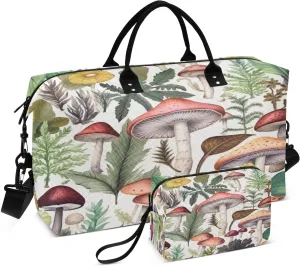 Forest Mushroom Travel Duffel Bag, Shoulder Weekender Overnight Bags - Large Gym Bag with Wet Pocket