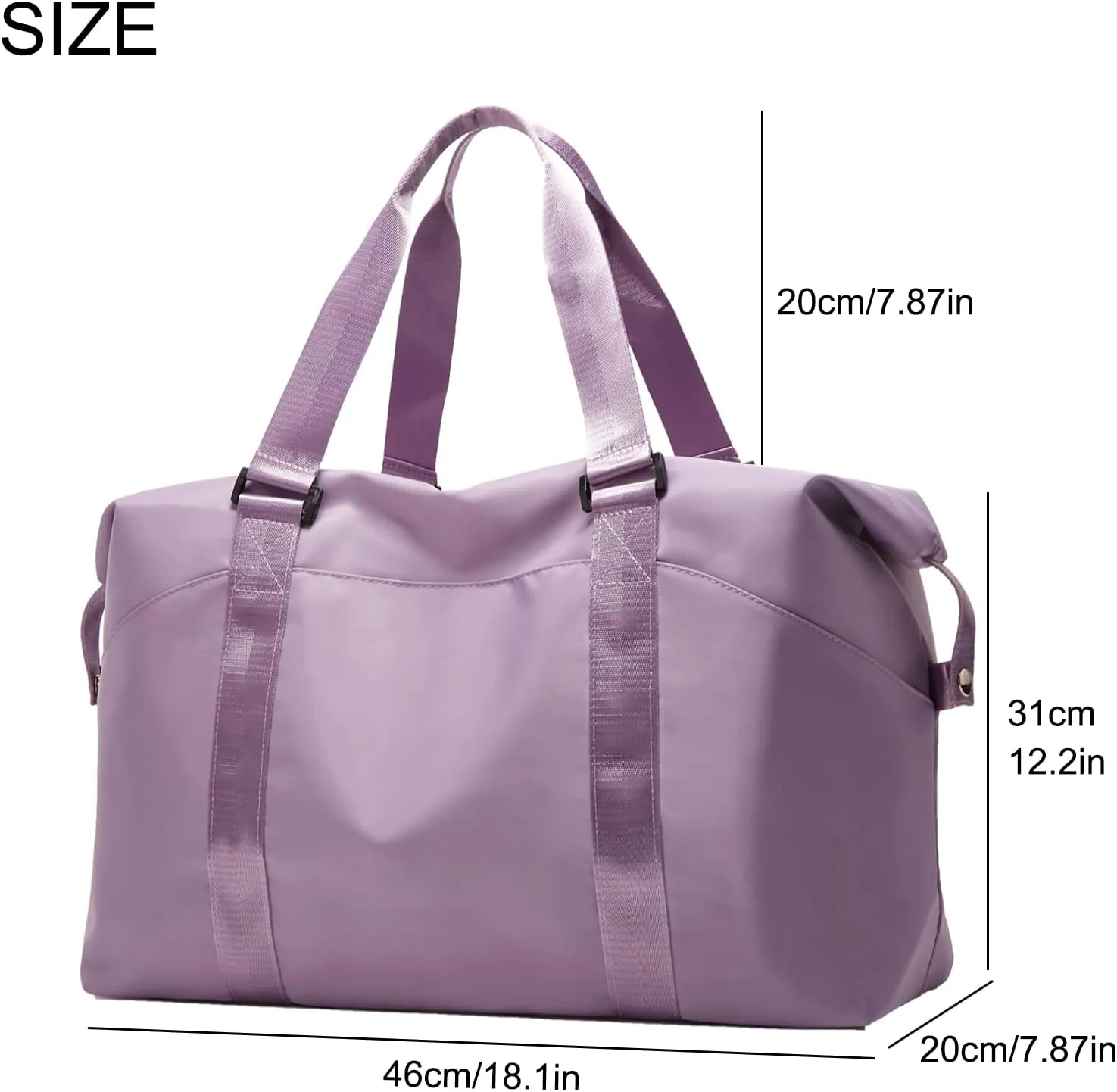 Forestfish Travel Duffel Bags For Women With Trolley Sleeve, Weekender Overnight Carry On Bag Lightwight Waterproof, Purple
