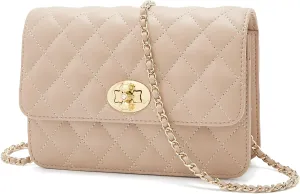 FOXLOVER Quilted Crossbody Purse for Women Faux Leather Trendy Ladies Shoulder Bag with Chain
