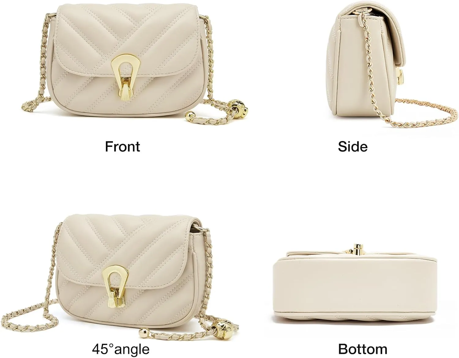 FOXLOVER Small Quilted Crossbody Bags for Women Faux Leather Trendy Chain Shoulder bag Purses