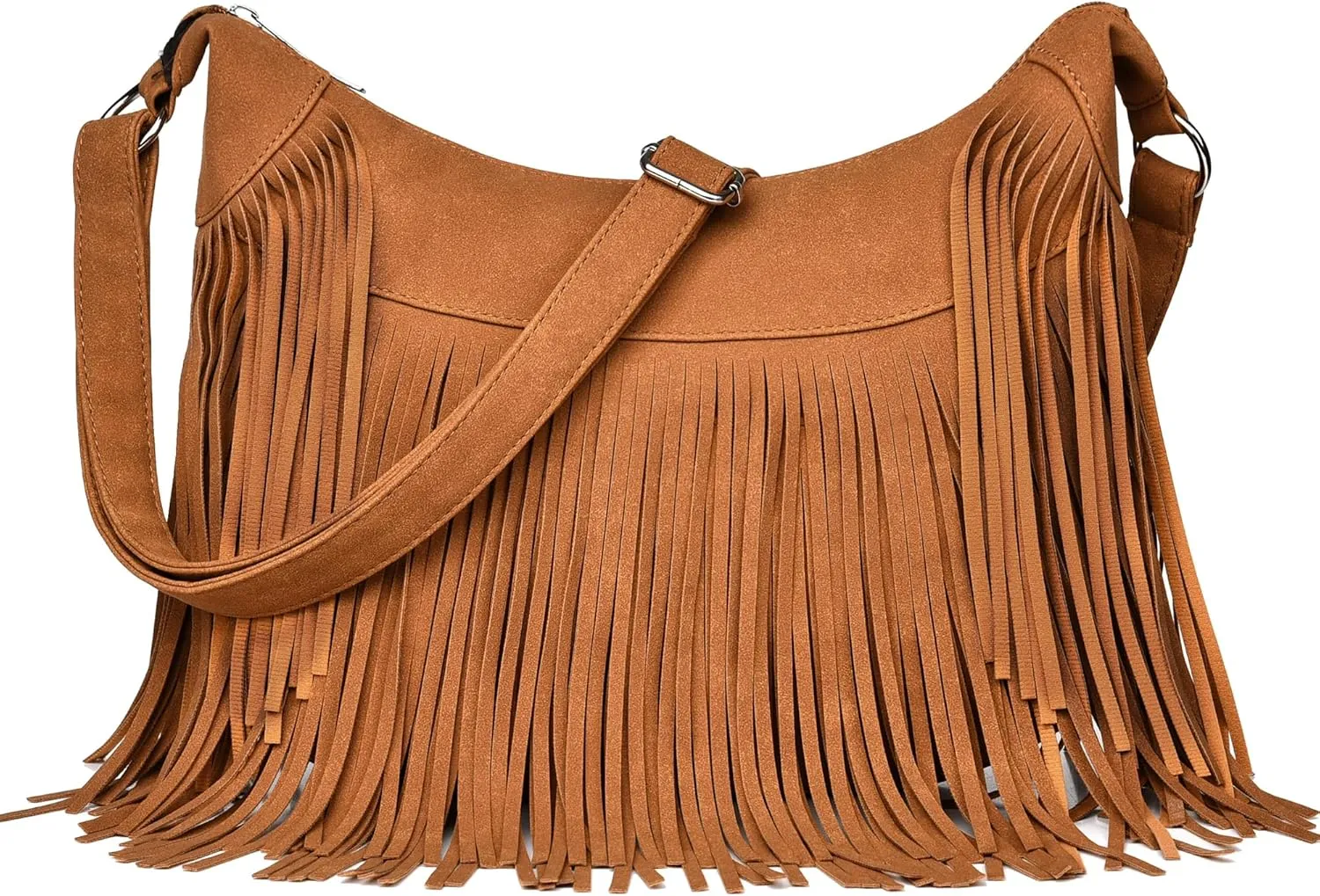 Fringe Hobo Bags for Women Vintage Suede Crossbody Bag Hippie Western Cowgirl Purses Tassel Shoulder Bag