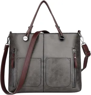 FZVYD Purses for Teens,Purses Tote Bag for Women Handbags Large Shoulder Bag Leather Work Bags with Multi-Pockets Designer Hobo Satchel 2024 Grey-2