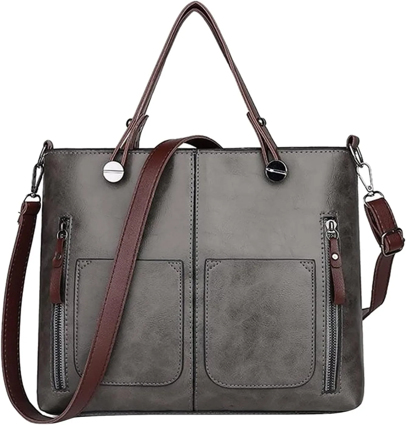 FZVYD Purses for Teens,Purses Tote Bag for Women Handbags Large Shoulder Bag Leather Work Bags with Multi-Pockets Designer Hobo Satchel 2024 Grey-2