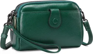 GAEKEAO Crossbody Bags for Women Small Genuine Leather Shoulder Purse Cross Body Bag with Wristlet Top Zipper