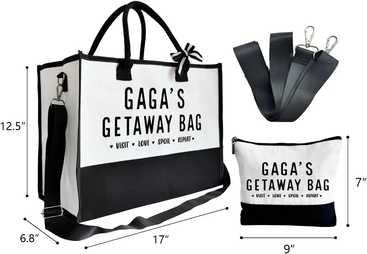 GAGA's Canvas Beach & Tote Bag - Perfect for Picnic, Shopping, Holiday & Camping - Birthday Gift for Grandparents