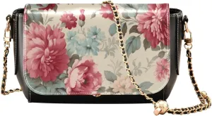 GAIGEO Beautiful Flowers and Butterflies Womens Leather Shoulder Bags, Leather Crossbody Purses, Leather Crossbody Bags