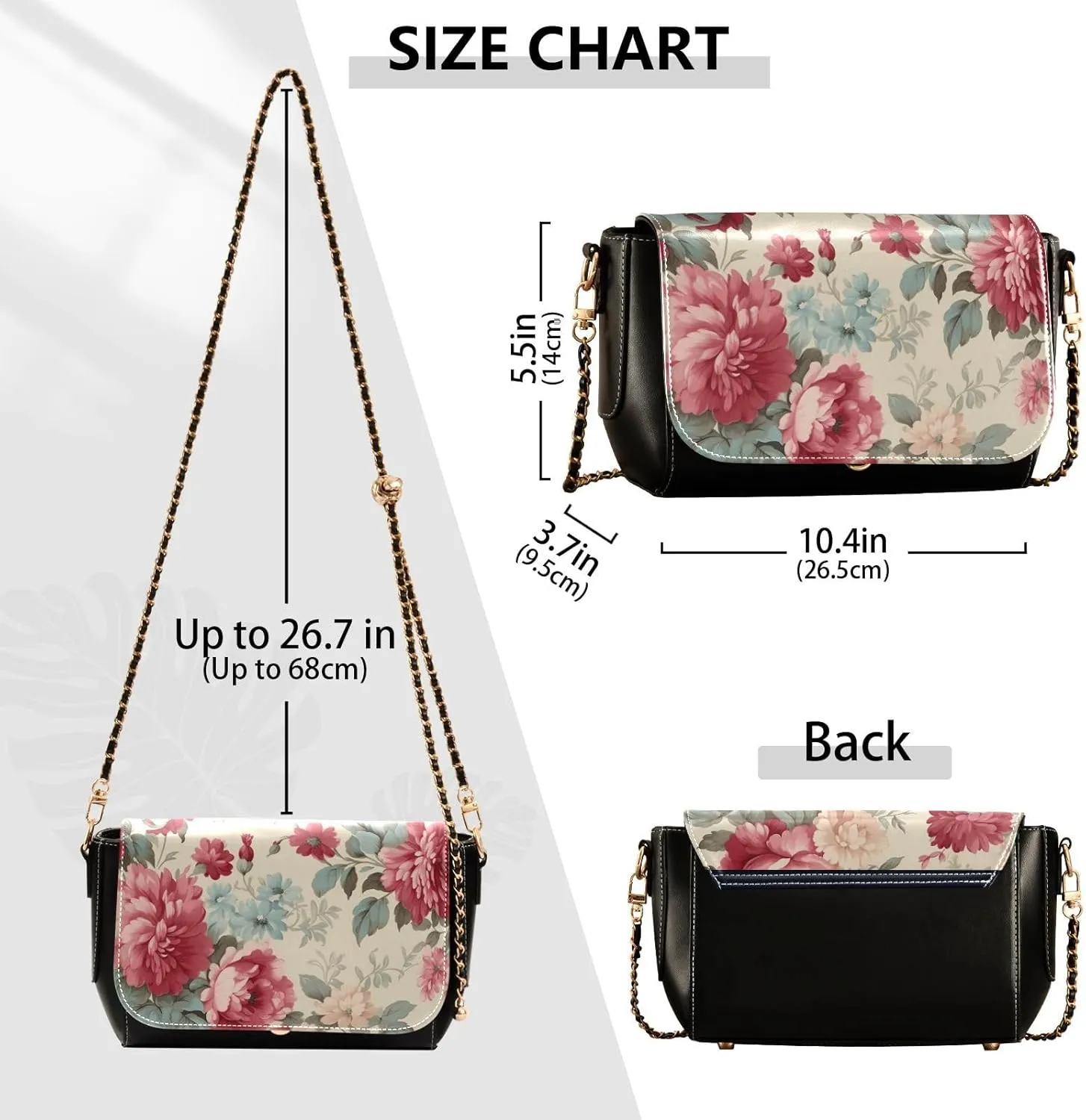 GAIGEO Beautiful Flowers and Butterflies Womens Leather Shoulder Bags, Leather Crossbody Purses, Leather Crossbody Bags