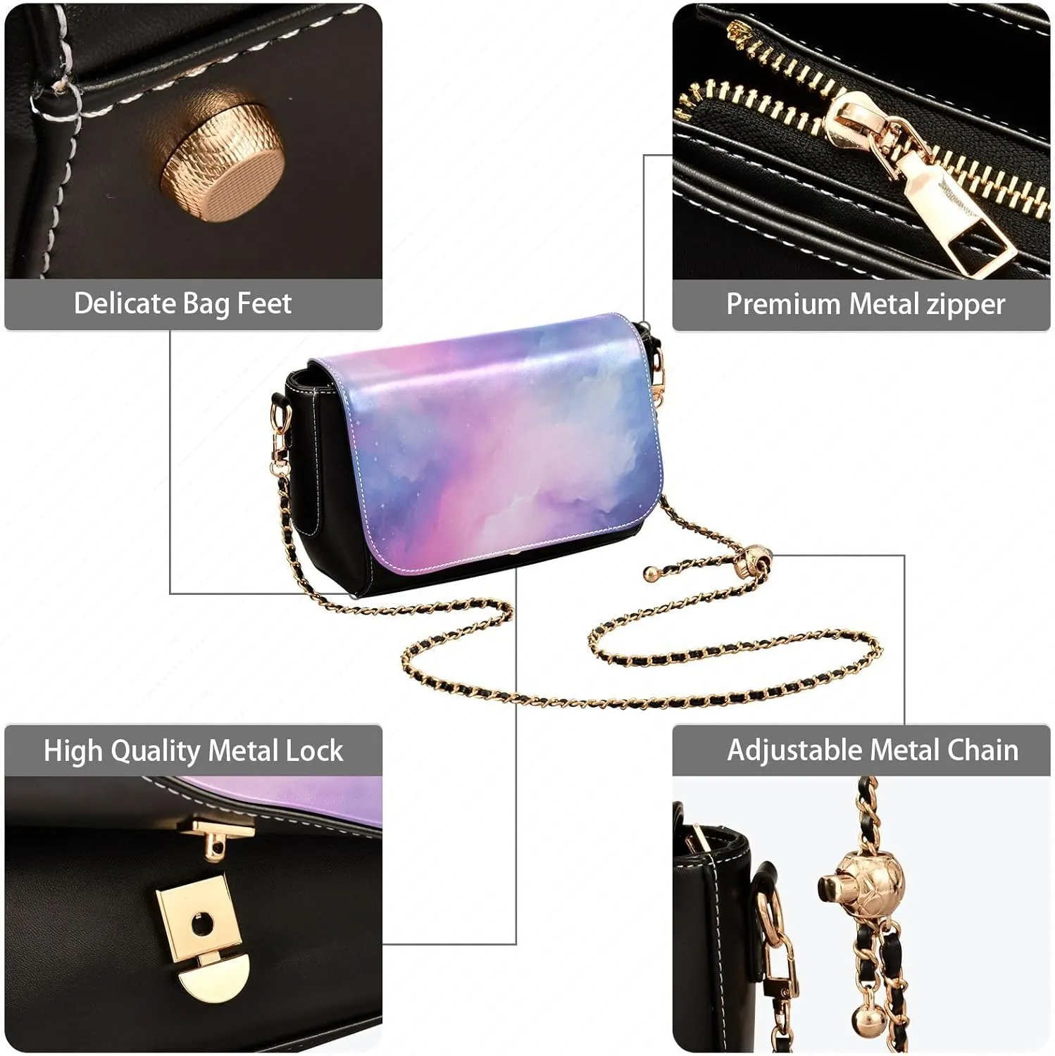 GAIGEO Beautiful Flowers and Butterflies Womens Leather Shoulder Bags, Leather Crossbody Purses, Leather Crossbody Bags