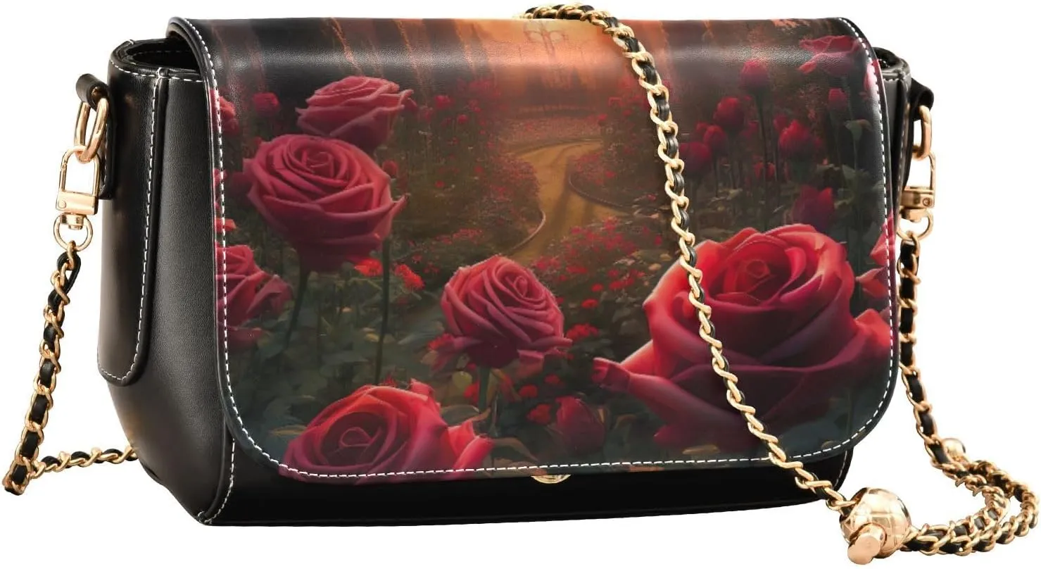 GAIGEO Beautiful Winter Rustic Cabin Crossbody Bags Leather for Women, Shoulder Bag with Zipper, Leather Women Crossbody Bag