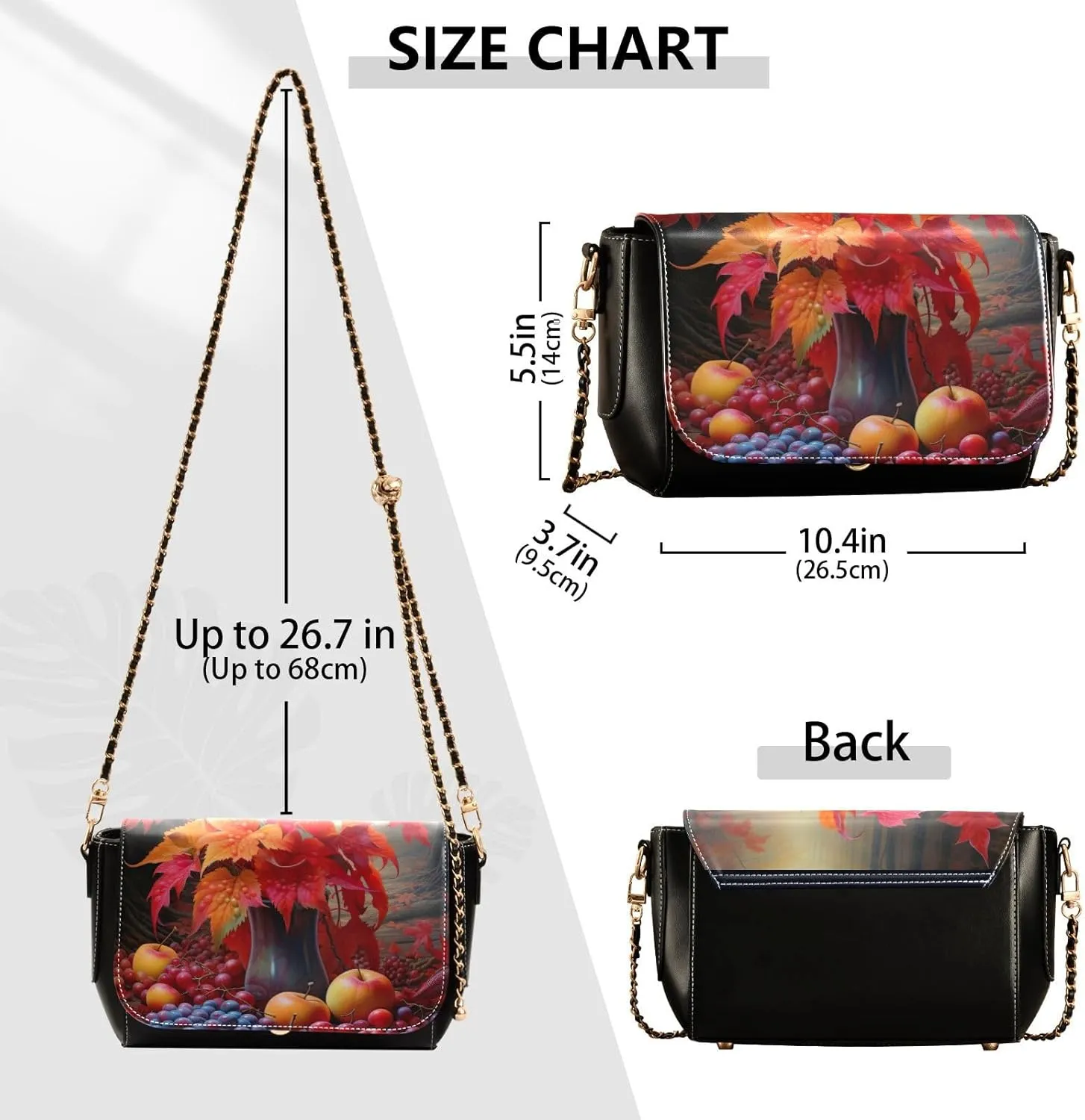 GAIGEO Dark Fall Foliage Medium Shoulder Bag for Women, Crossbody Leather Bag, Womens Leather Crossbody Purse