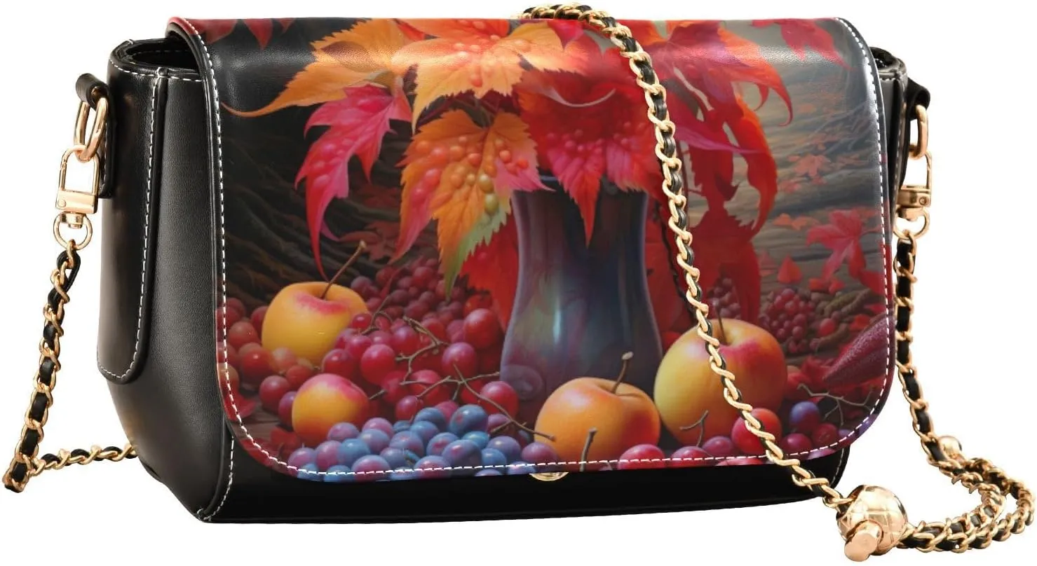 GAIGEO Dark Fall Foliage Medium Shoulder Bag for Women, Crossbody Leather Bag, Womens Leather Crossbody Purse