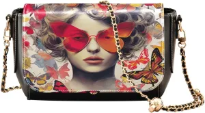 GAIGEO Roses and Dragonflies Leather Women Crossbody Bag, Leather Purses for Women Crossbody Bag, Women's Shoulder Bag