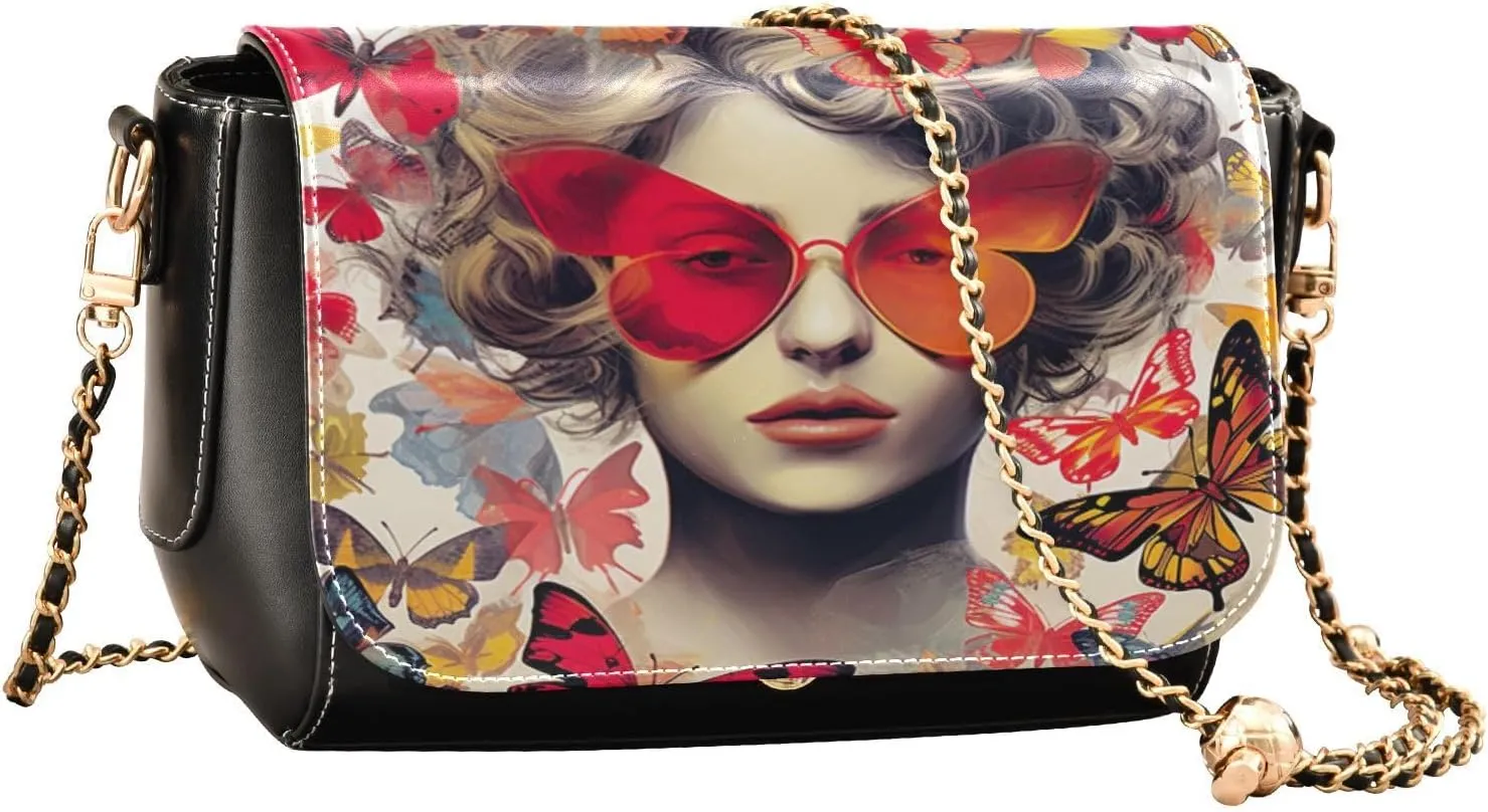 GAIGEO Roses and Dragonflies Leather Women Crossbody Bag, Leather Purses for Women Crossbody Bag, Women's Shoulder Bag