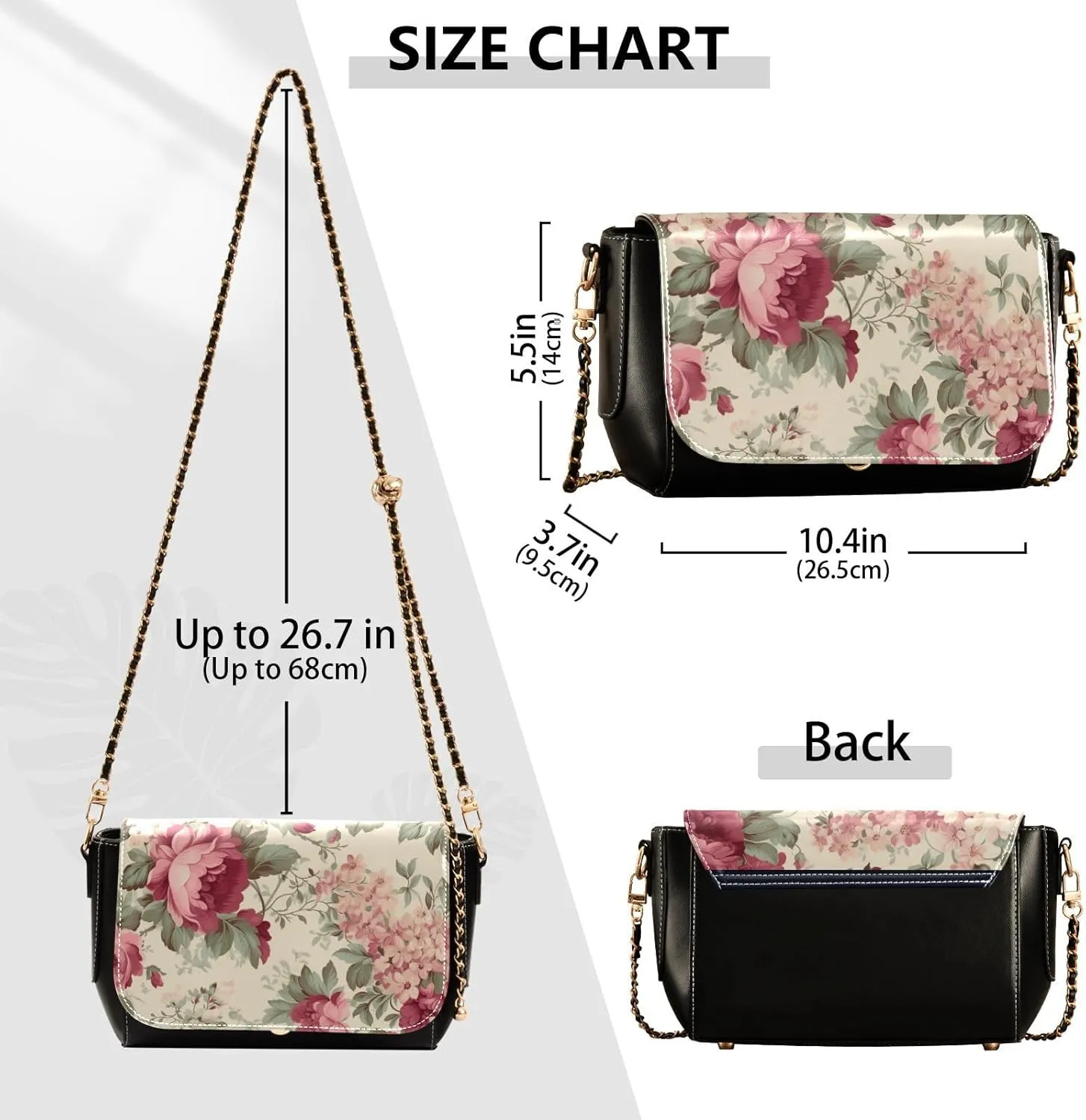 GAIGEO Roses and Dragonflies Leather Women Crossbody Bag, Leather Purses for Women Crossbody Bag, Women's Shoulder Bag