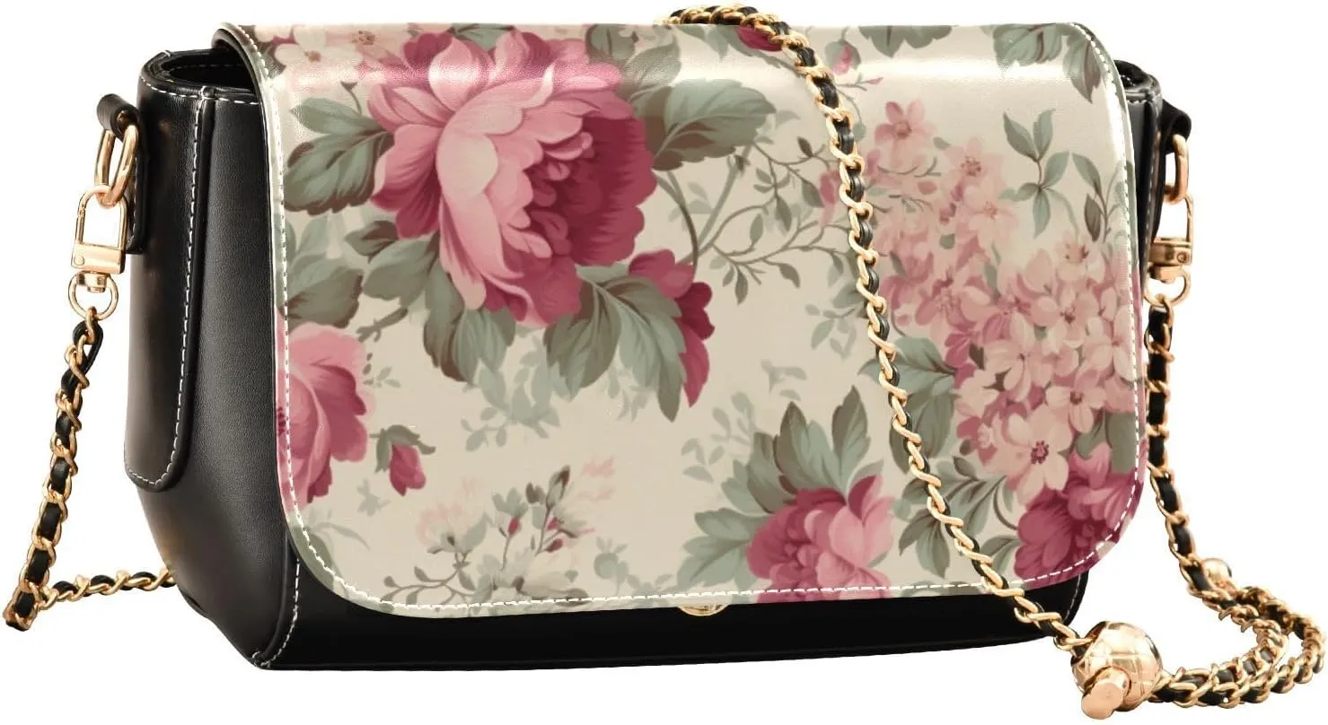 GAIGEO Roses and Dragonflies Leather Women Crossbody Bag, Leather Purses for Women Crossbody Bag, Women's Shoulder Bag
