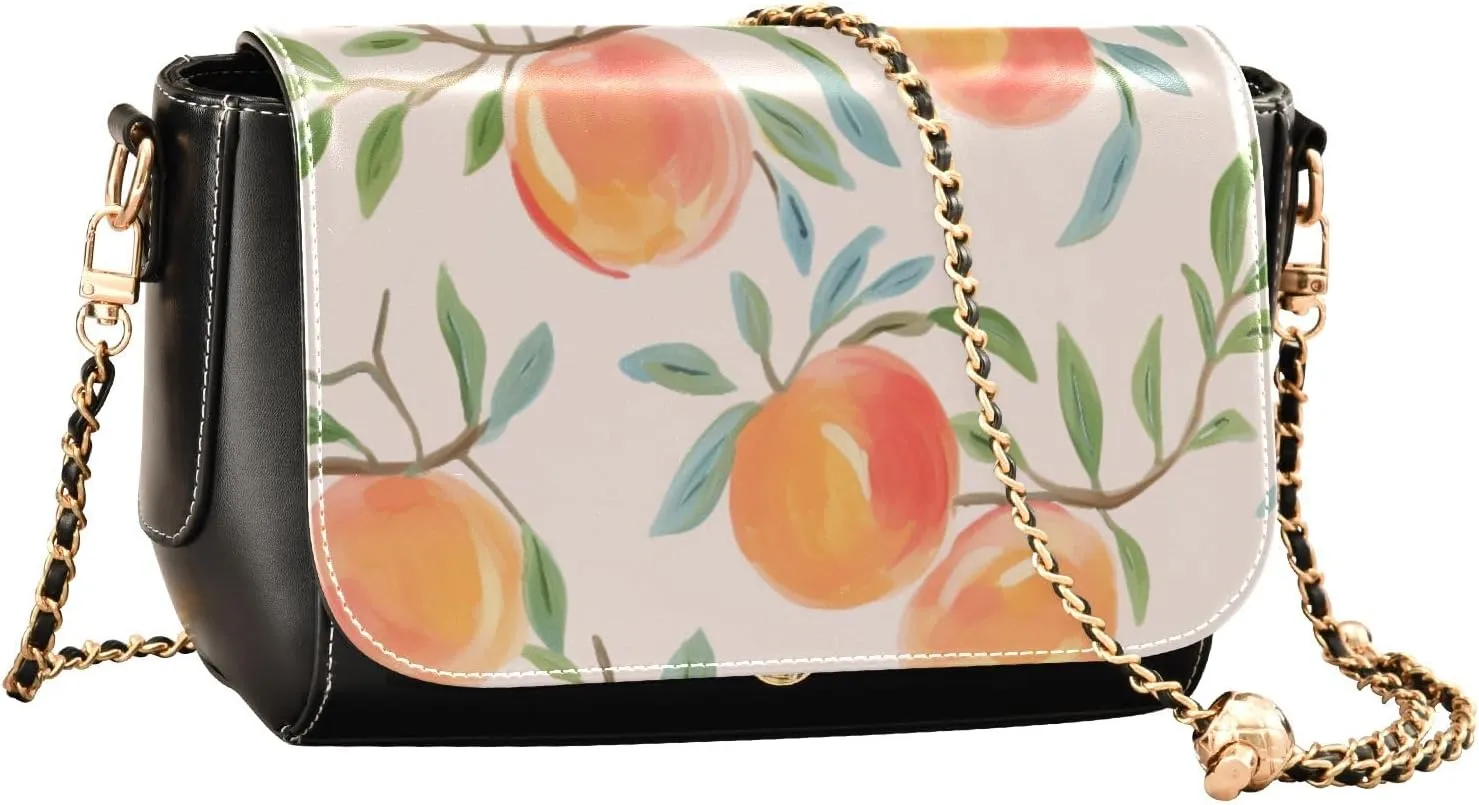 GAIGEO Two Painted Flowers Crossbody Leather Shoulder Bags, Leather Crossbody Bags for Women, Leather Crossbody Bags