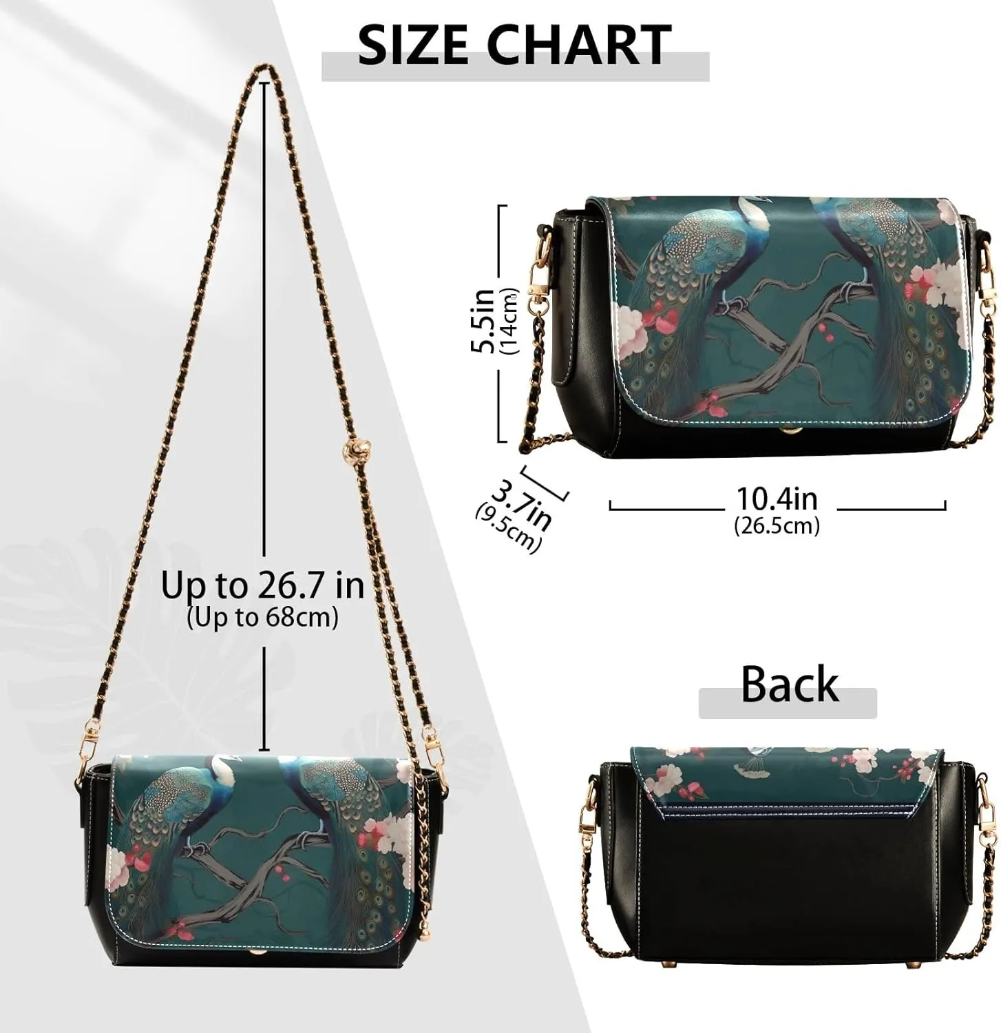 GAIGEO Two Painted Flowers Crossbody Leather Shoulder Bags, Leather Crossbody Bags for Women, Leather Crossbody Bags