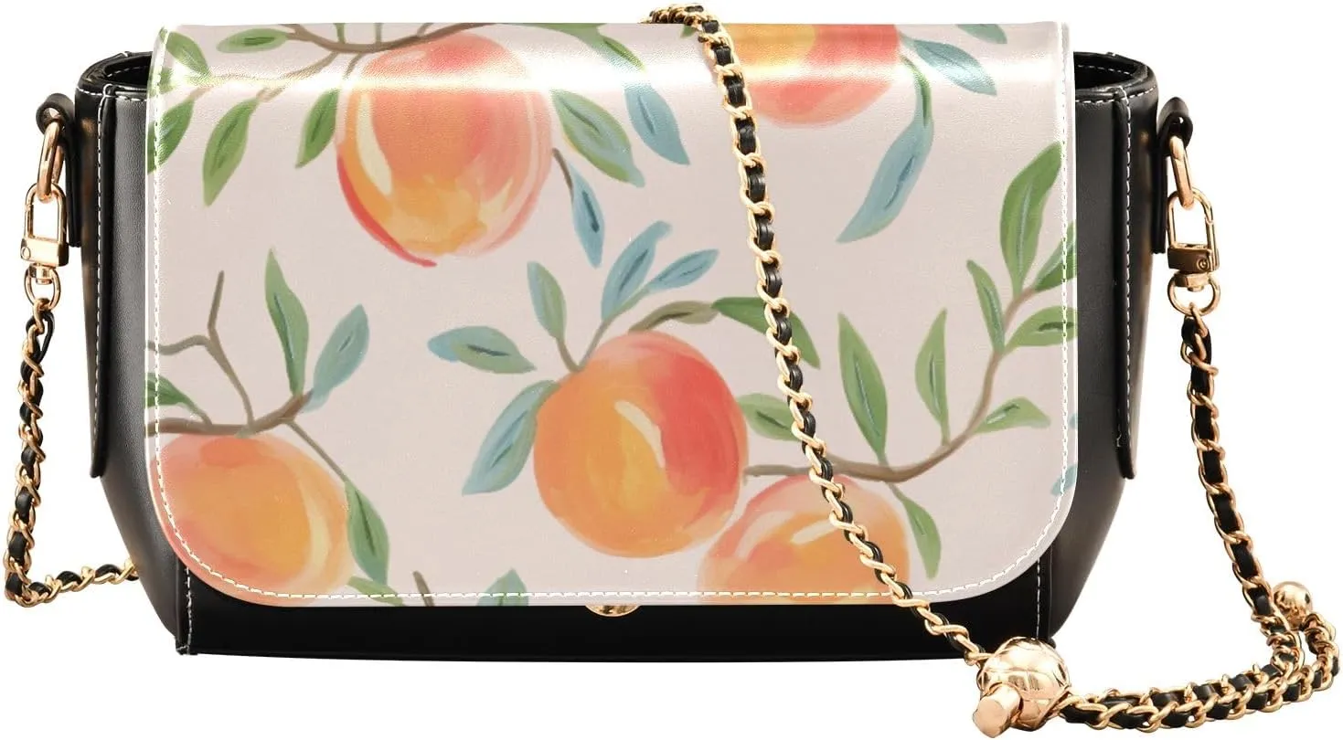 GAIGEO Two Painted Flowers Crossbody Leather Shoulder Bags, Leather Crossbody Bags for Women, Leather Crossbody Bags