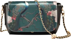 GAIGEO Two Painted Flowers Crossbody Leather Shoulder Bags, Leather Crossbody Bags for Women, Leather Crossbody Bags