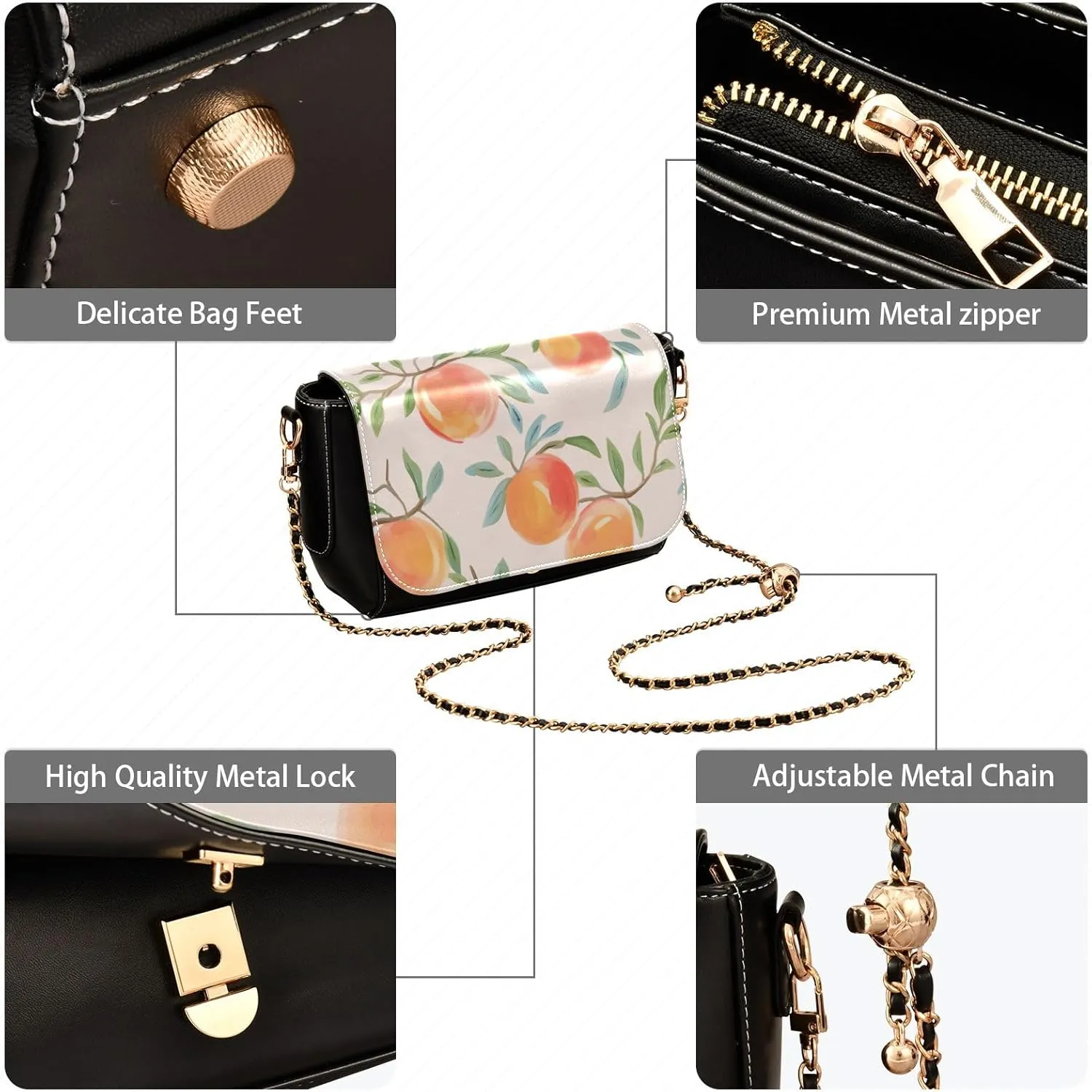 GAIGEO Two Painted Flowers Crossbody Leather Shoulder Bags, Leather Crossbody Bags for Women, Leather Crossbody Bags