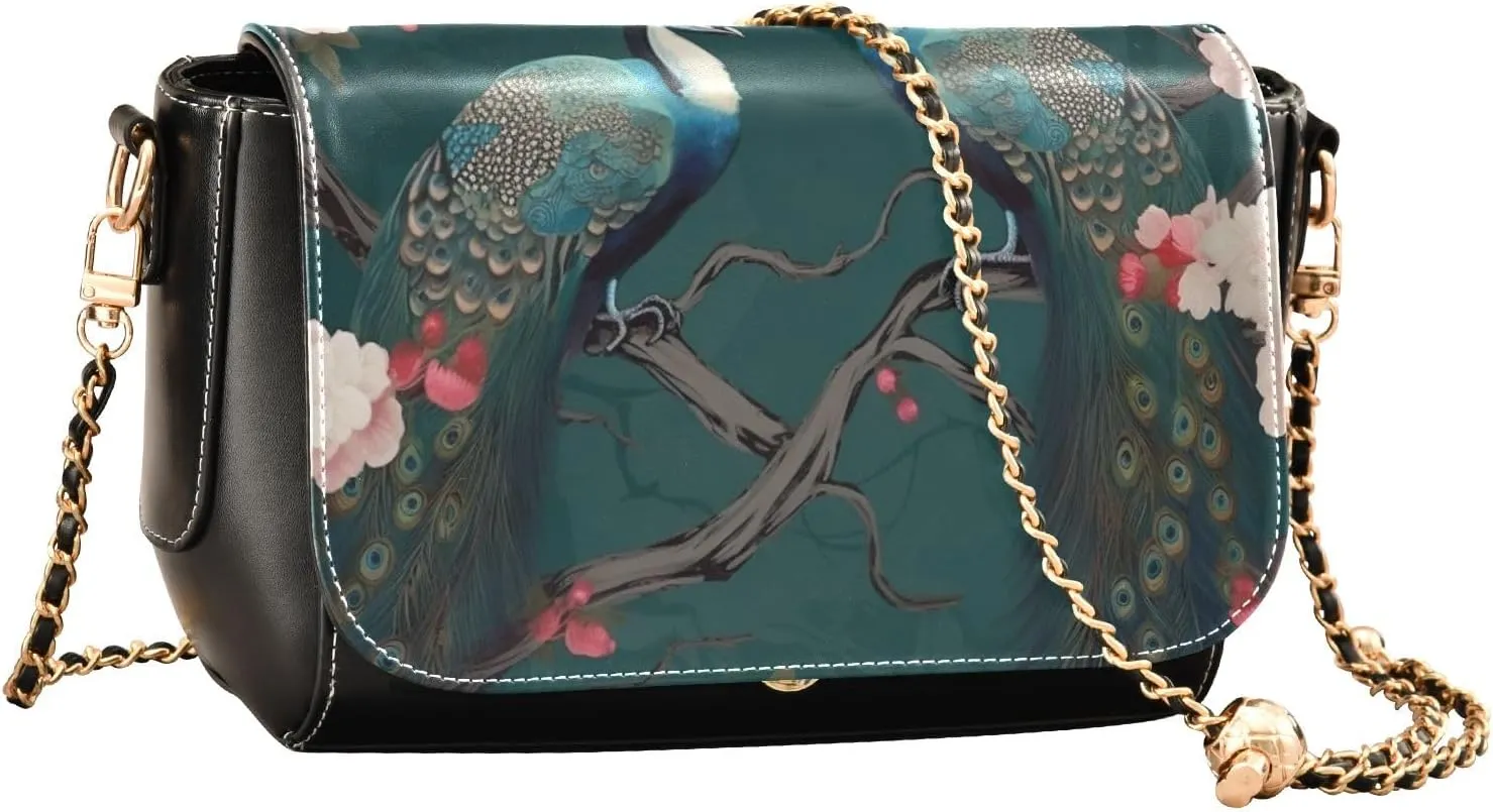GAIGEO Two Painted Flowers Crossbody Leather Shoulder Bags, Leather Crossbody Bags for Women, Leather Crossbody Bags