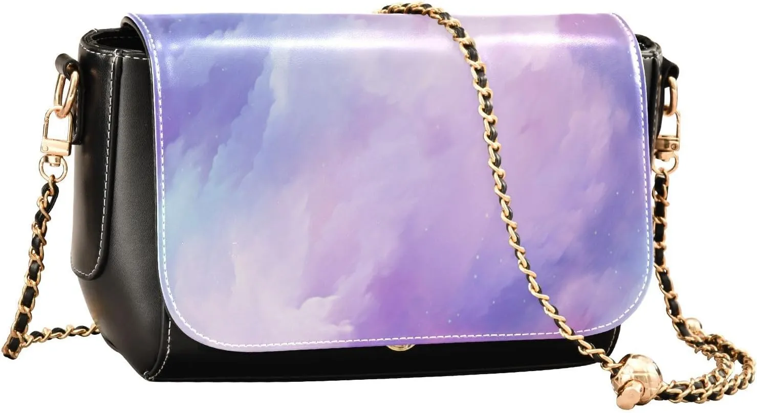 Galaxy Wallpaper Leather Cross Body Bag, Leather Crossbody Bags for Women Medium Size