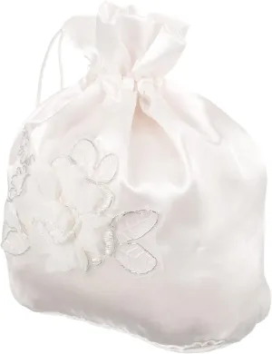 GALPADA Bridal Flower Bag Wedding Money Bag Wedding Evening Clutch Wedding Clutch Bags Bridal Purse Wedding Bouquets for Bride Wedding Bag Bridal Bag Wedding Bride Handbag White Fabric