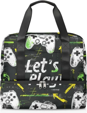 Gaming Theme Travel Duffel Bag Dry Wet Separated Sports Tote Travel Duffle Bag Gym Workout Bag Women Travel Duffel Bag for Women, Travel, Gym, Work
