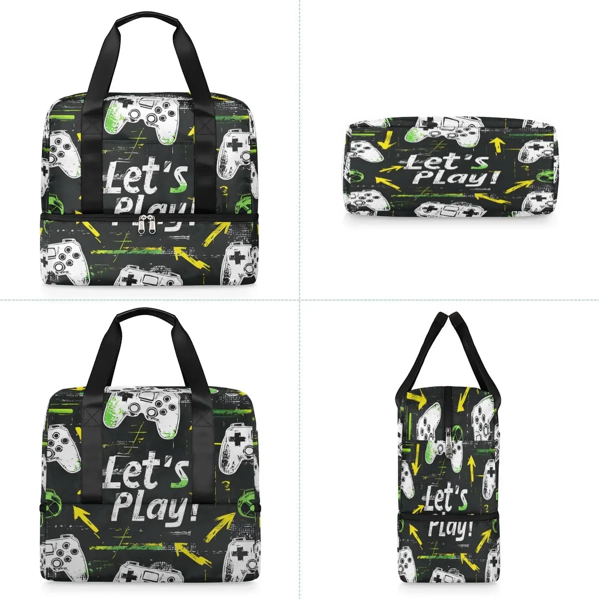 Gaming Theme Travel Duffel Bag Dry Wet Separated Sports Tote Travel Duffle Bag Gym Workout Bag Women Travel Duffel Bag for Women, Travel, Gym, Work