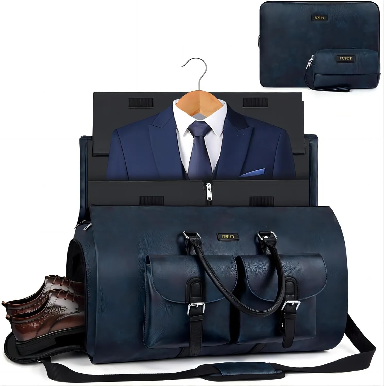 Garment Bag for Travel, Convertible Carry on Garment Duffel Bag for Men 3Pcs Weekender Bag 2 in 1 Hanging Suitcase Suit Bag