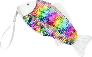 Gatuida Elegant Fish Shaped Sequin Clutch Mermaid Purse Bright Colors Creative Change Bag Stylish Handbag