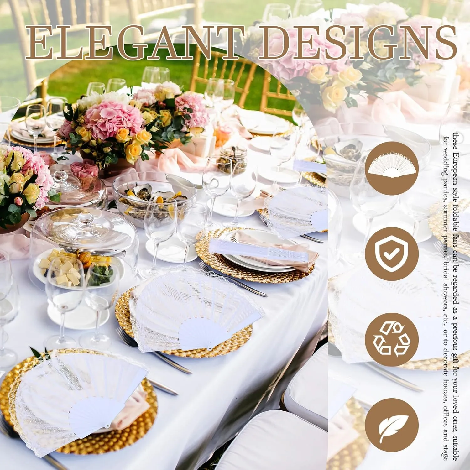 Geelin 50 Pcs Hand Lace Foldable Fans Bulk for Women with Organza Bag Lace Folded Hand European Retro Fan Bridal Dancing Prop Wedding Party Favors for Dancing Tea Party (Satin Finish,White)