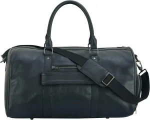 Genuine Cowhide Leather Duffel Bag - Versatile Weekender and Overnight Carry-On for Men and Women with Removable Strap & Double Handles, Black