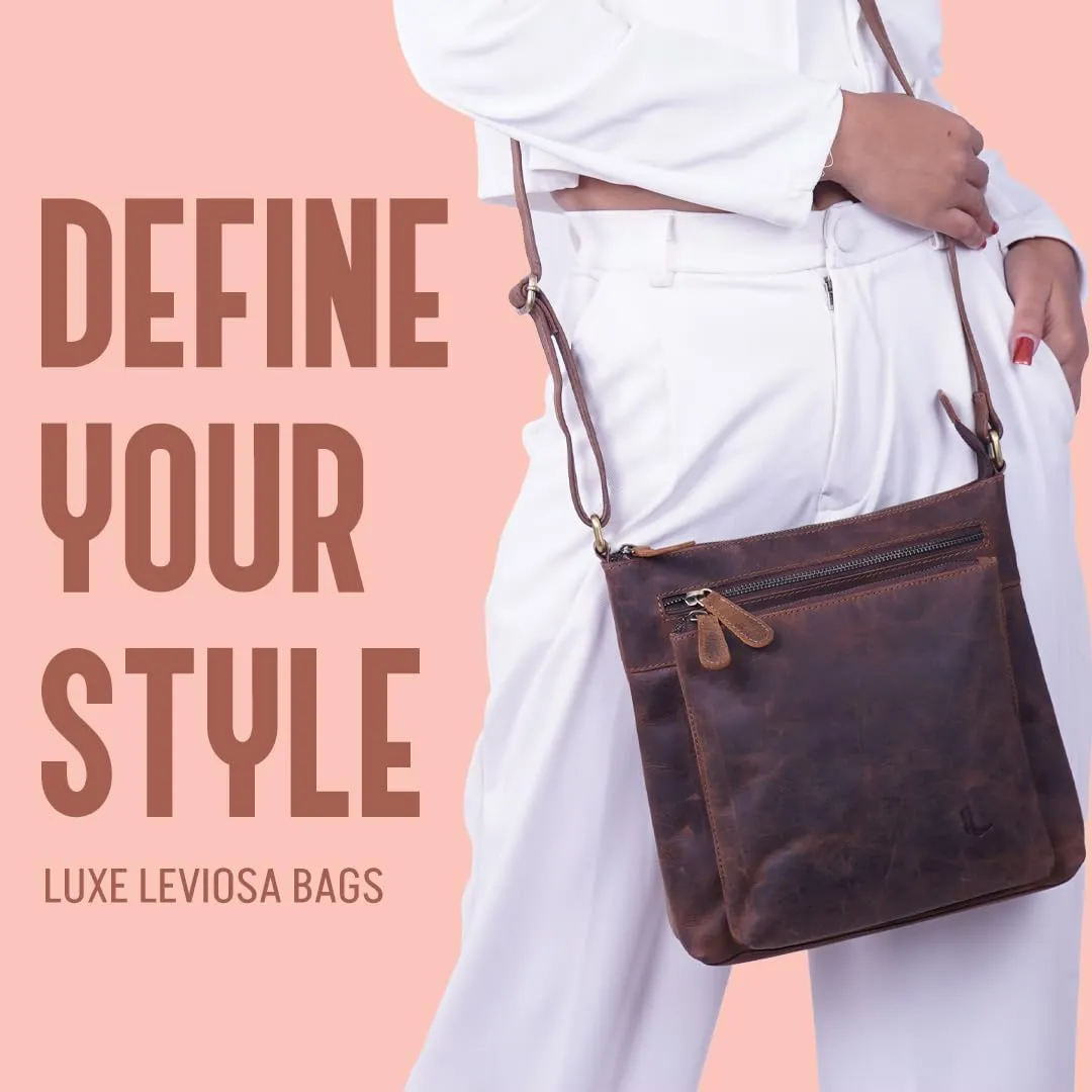 Genuine Leather Crossbody Bag for Women – Medium Size Leathure Purse, Stylish and Durable Handbags for Women