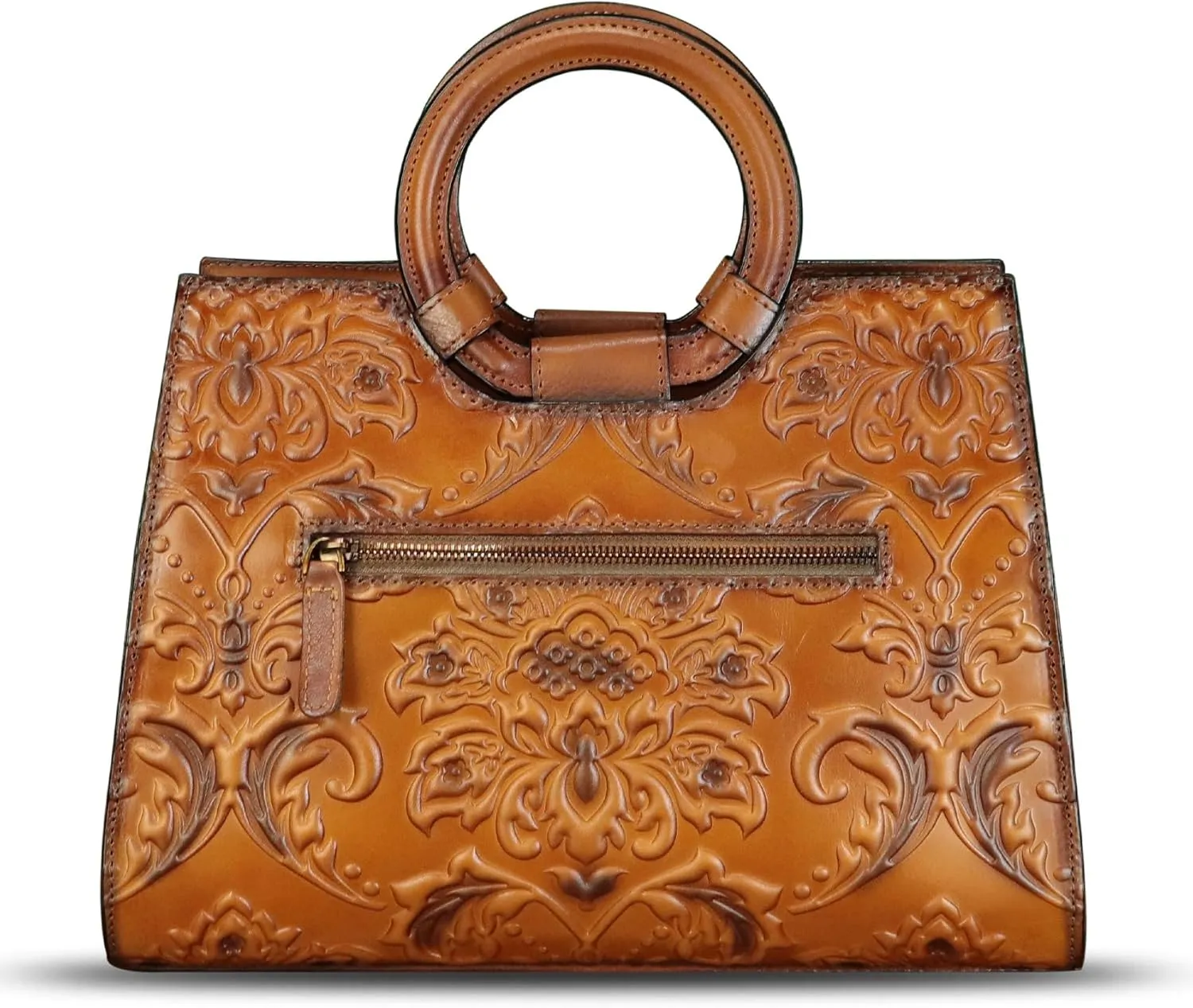 Genuine Leather Purses and Handbags for Women Vintage Embossed Leather Crossbody Shoulder Bag Satchel Top Handle Bag