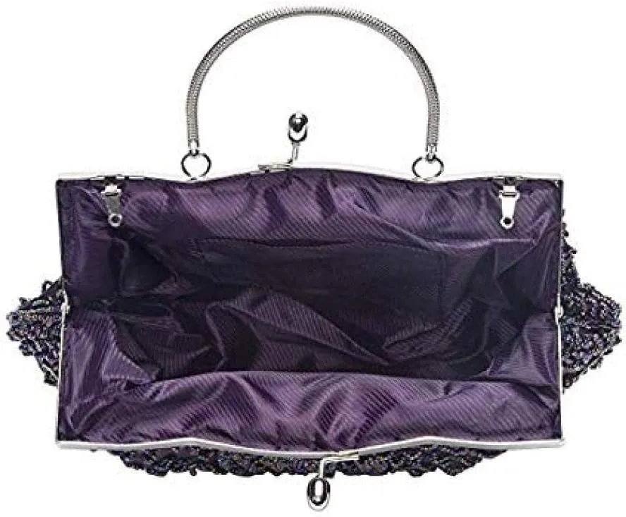 Gets Noble Beaded Sequin Flower Evening Purse Large Clutch Bag Handbag for Women