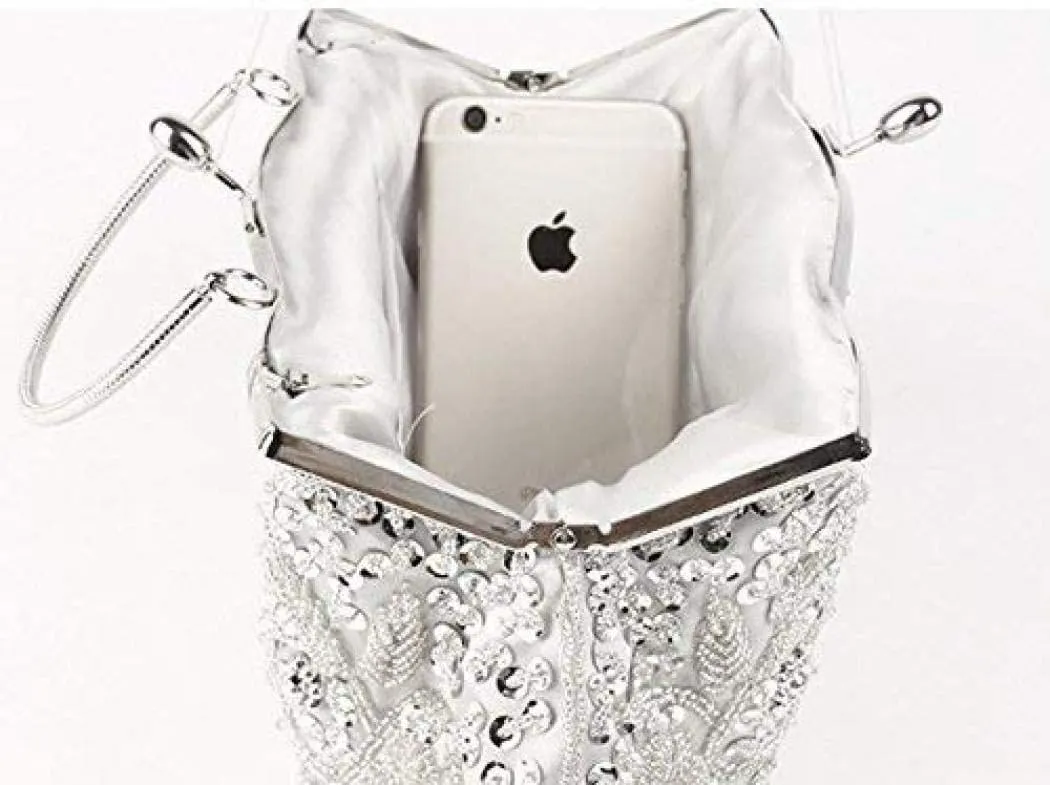 Gets Noble Beaded Sequin Flower Evening Purse Large Clutch Bag Handbag for Women