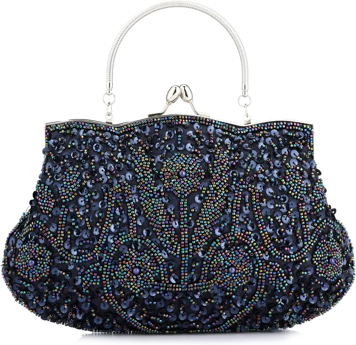 Gets Noble Beaded Sequin Flower Evening Purse Large Clutch Bag Handbag for Women