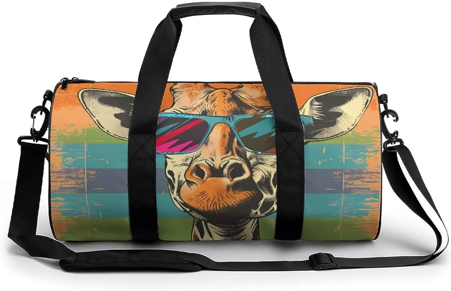Giraffe Vintage Glasses Funny Gym Bag Travel Tote Bag Duffel Bag for Men Women Weekender Sports Vacation