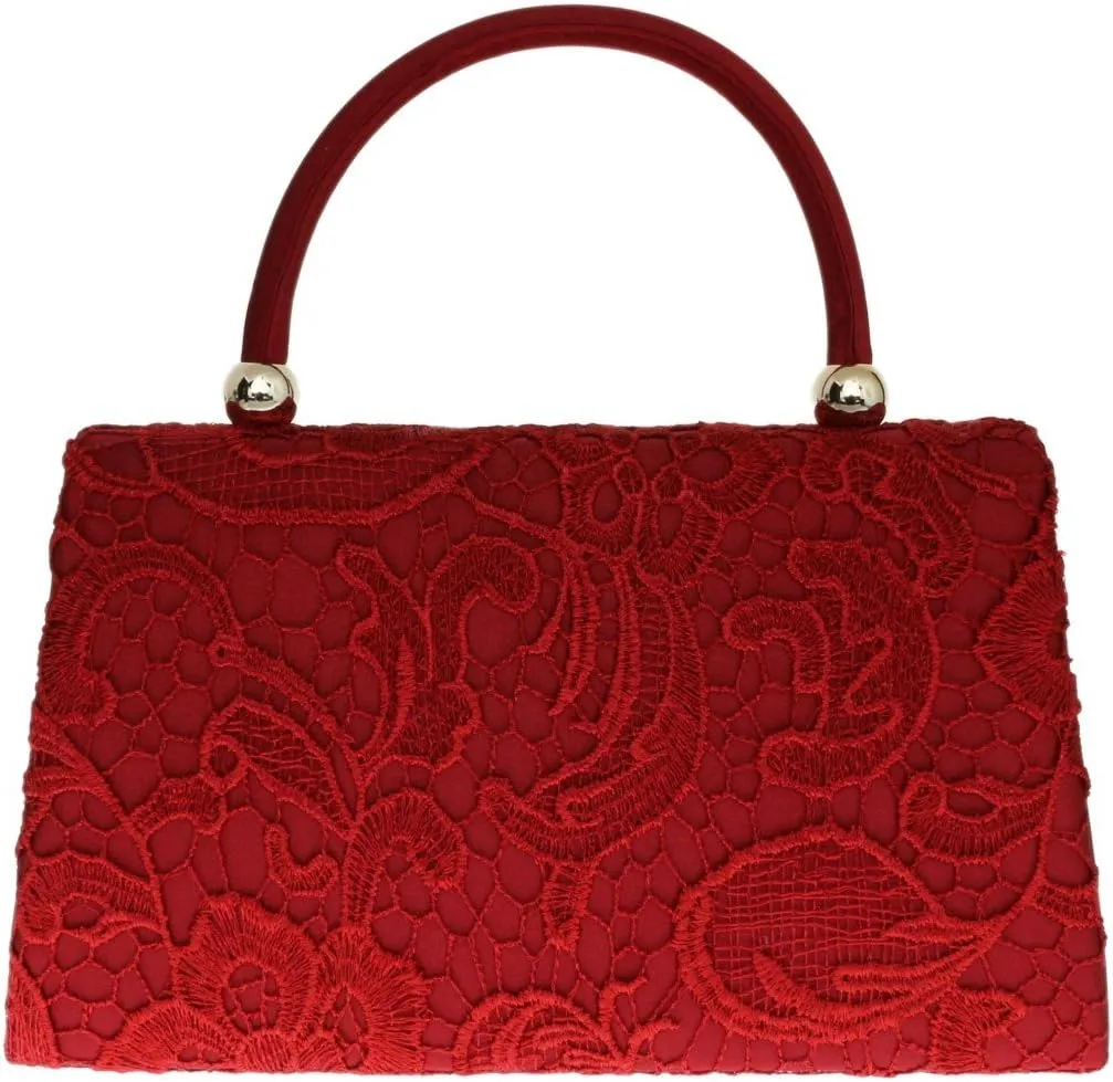 Girly HandBags Womens Lace Satin Top Handle Clutch Bag Handbag Wedding Vintage
