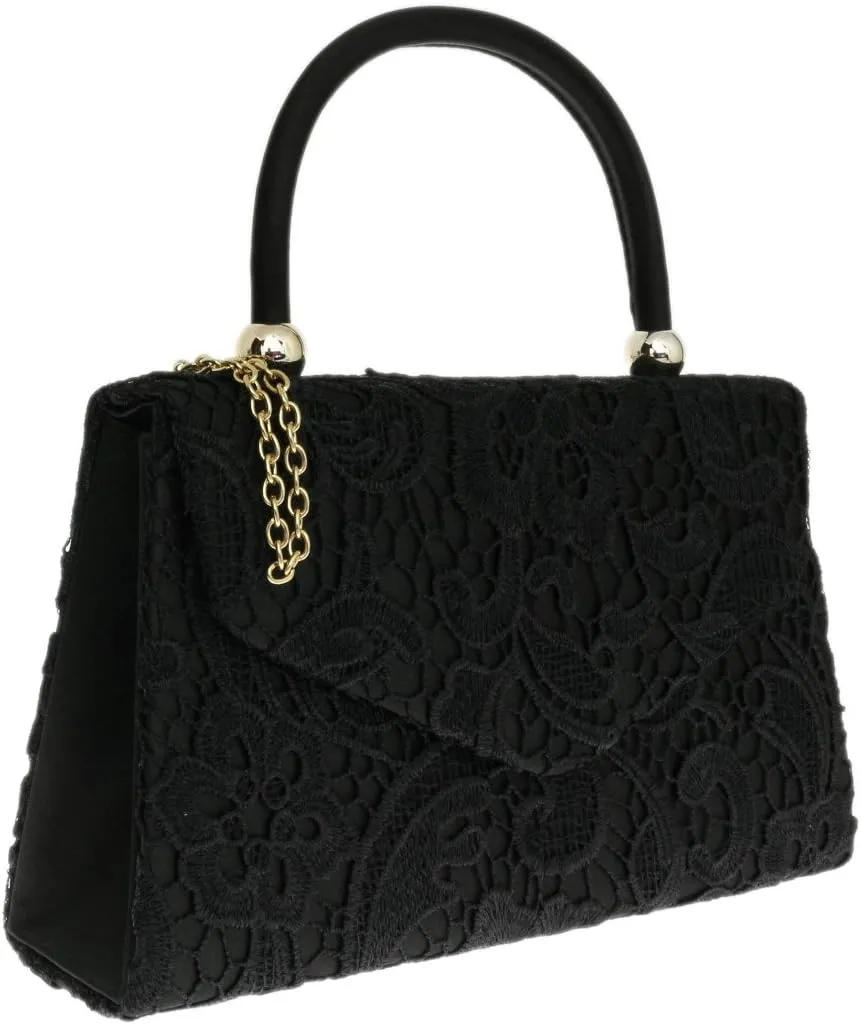 Girly HandBags Womens Lace Satin Top Handle Clutch Bag Handbag Wedding Vintage